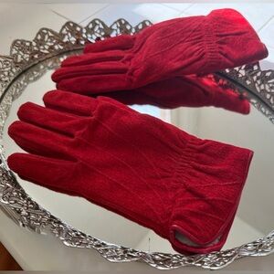 Vintage Red Suede leather Gloves